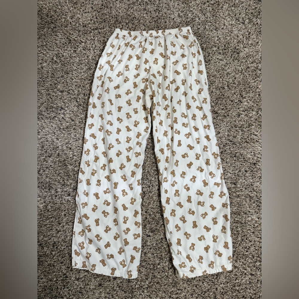 Brandy Melville White Teddy Bear Lounge Pants